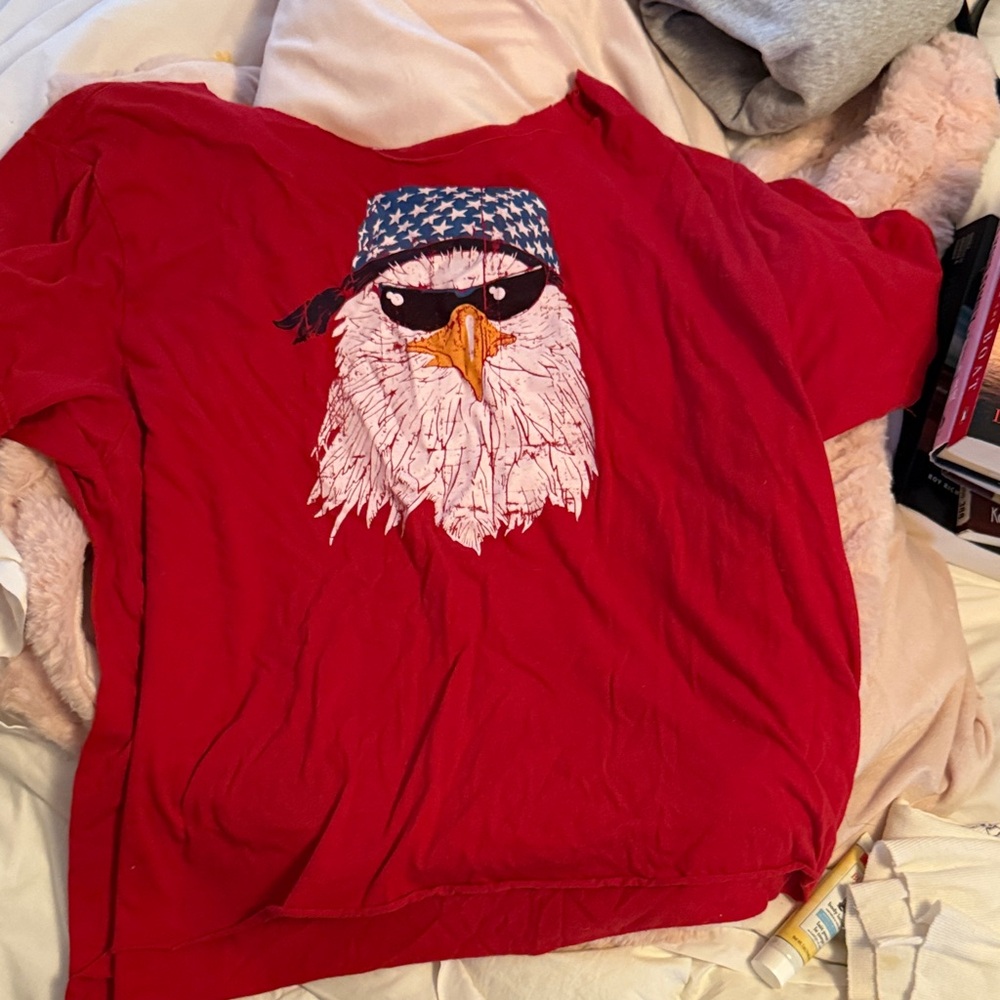 Red T-Shirt with Eagle Graphic